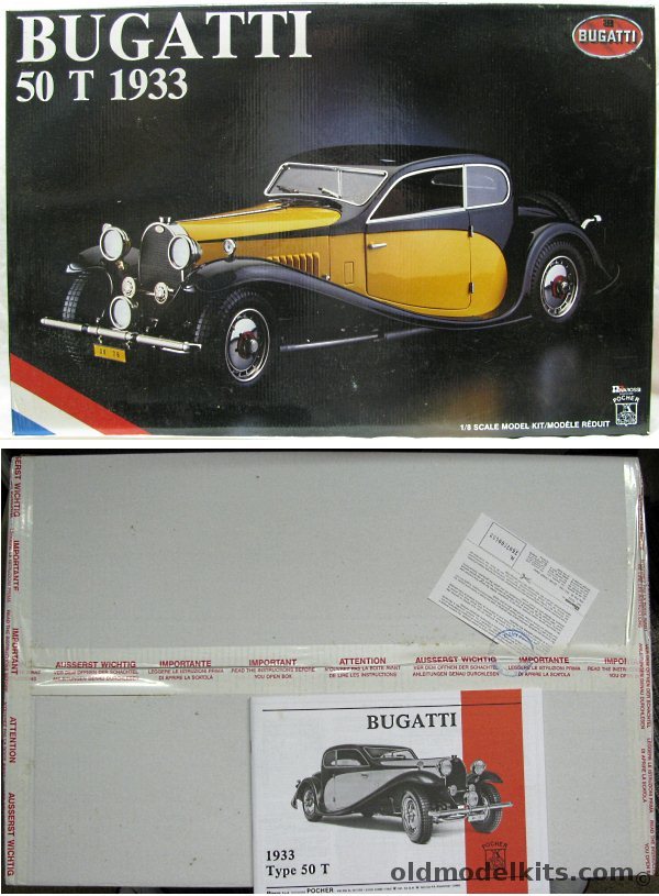 Pocher 1/8 1933 Bugatti 50T, K76 plastic model kit